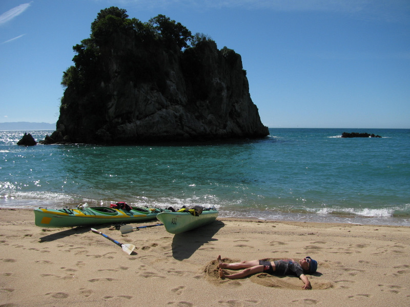 Ben resting on the beach - waiting for the waves to calm down.