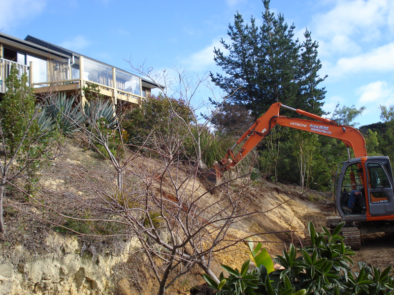 A view looking up at the new deck