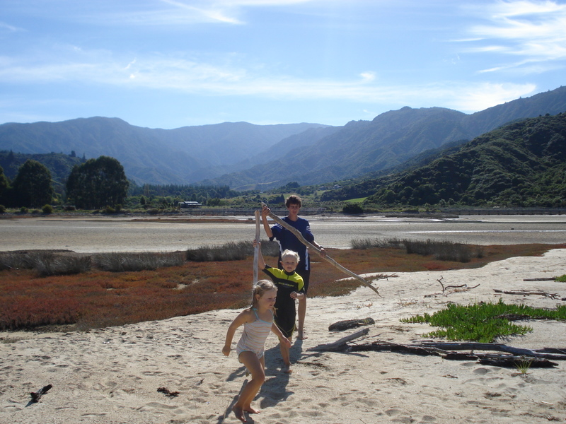 Playing on Marahau beach