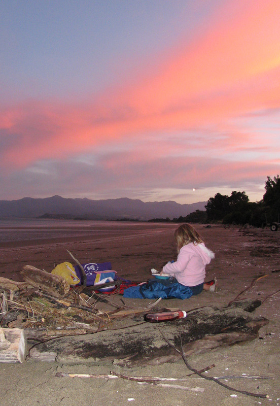 Hannah preparing for the campfire